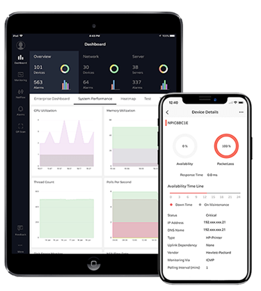 OpManager’s UI interface for mobile and iPad