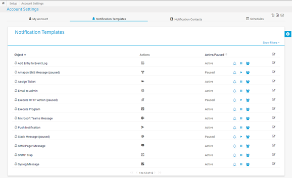 Benachrichtigungsoptionen und -vorlagen in PRTG Hosted Monitor