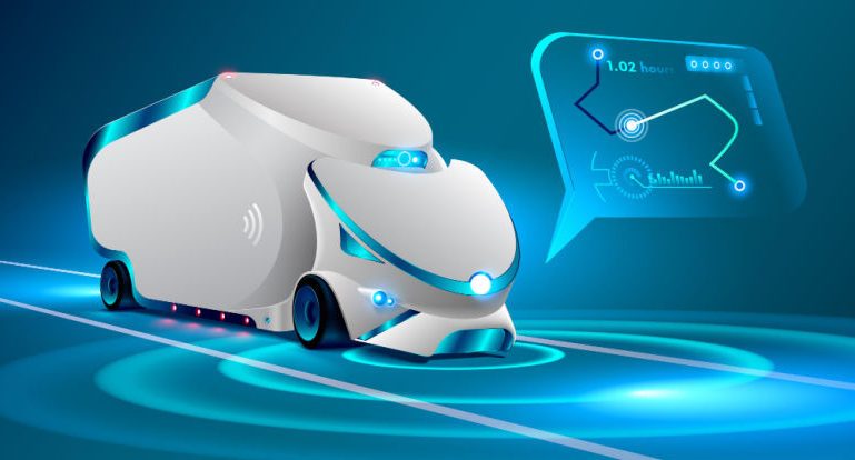 Caminhão com telemetria na estrada