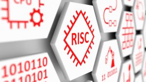 RISC concept cell blurred background 3d illustration