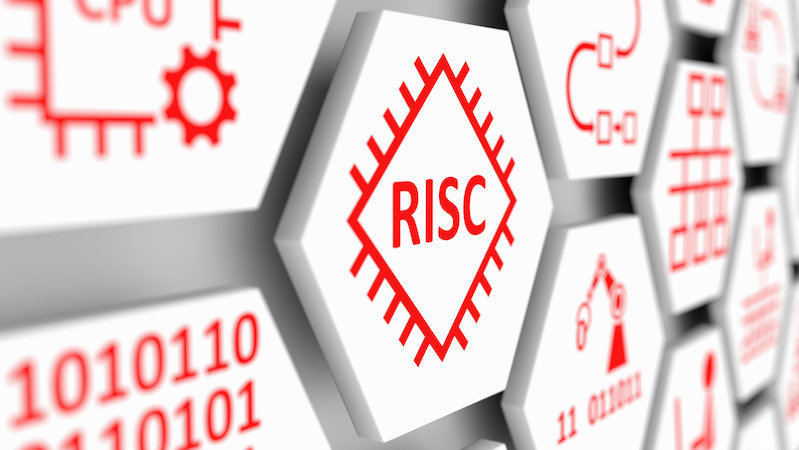 RISC concept cell blurred background 3d illustration