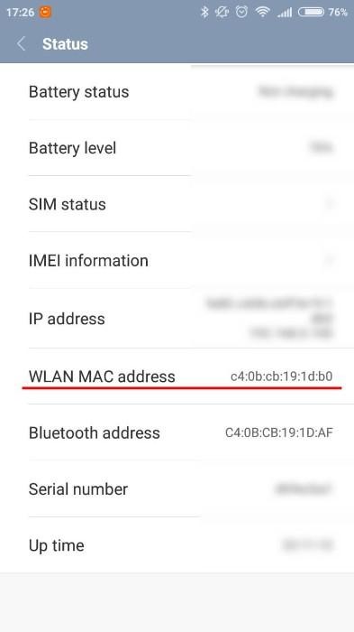 mac address ANdroid
