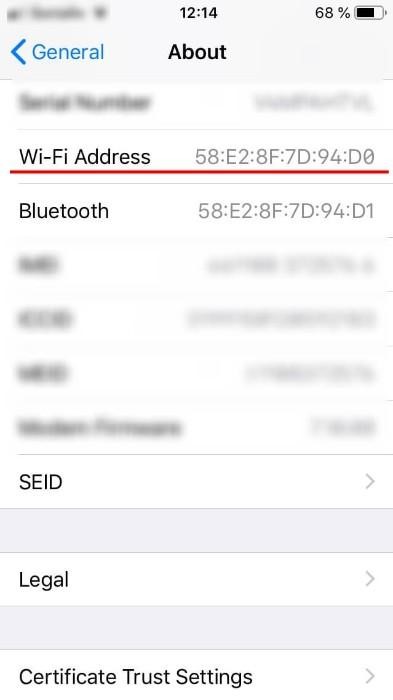 mac address iOS