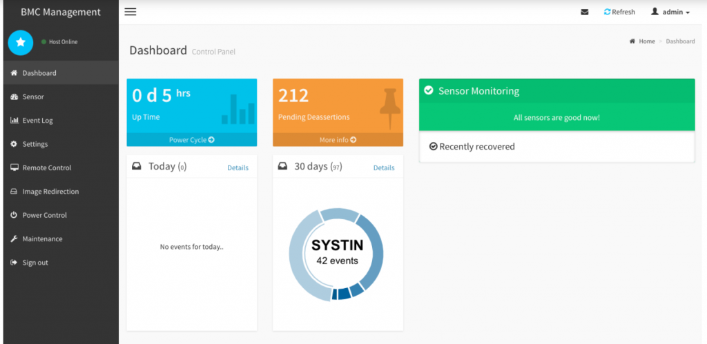 Imagem da interface web do Lanner IAC-AST2500A 