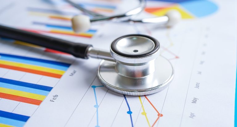 Financial, account, statistics and business data medical health concept